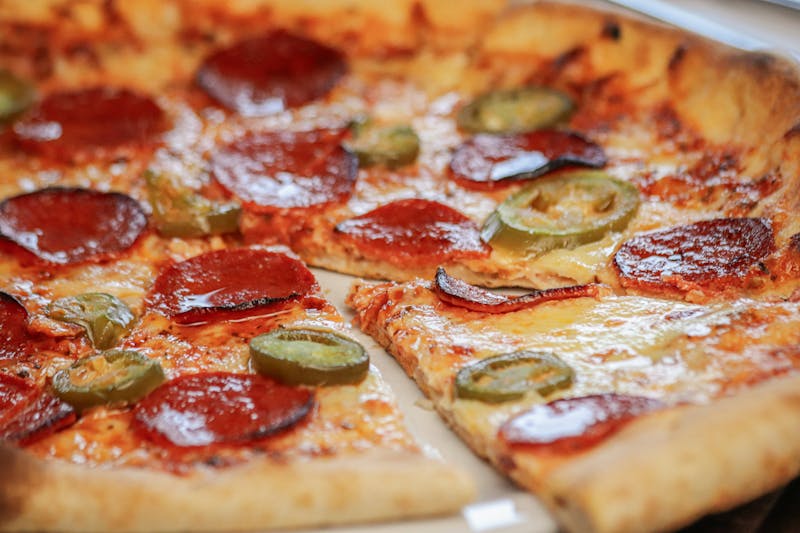 Pepperoni pizza with crispy edges