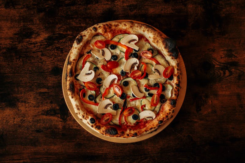 Gourmet pizza with artisan toppings